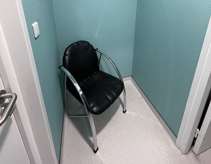 Single chair in examination booth
