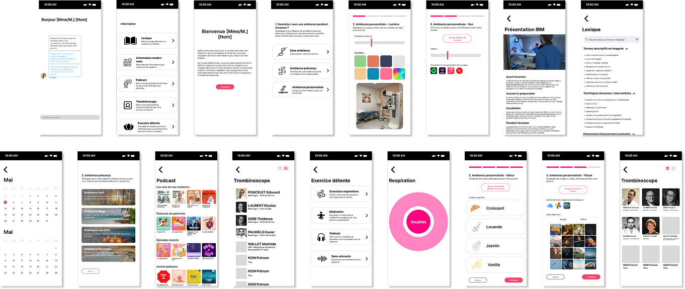 Low fidelity screens for the first focus area