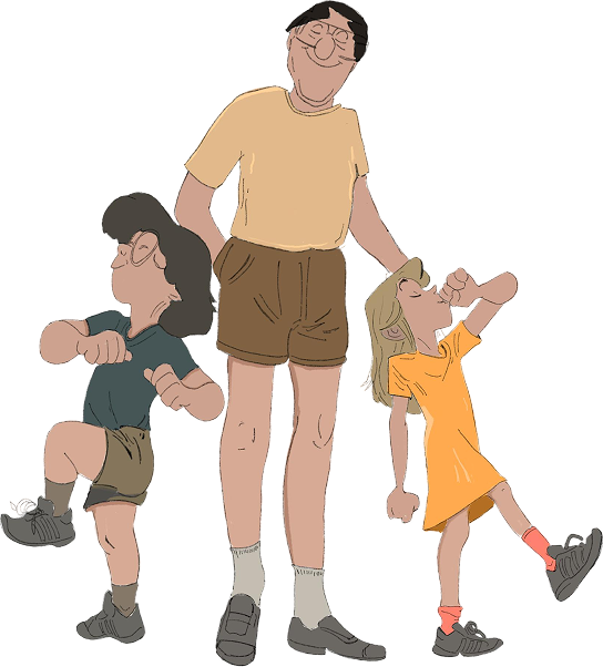 Thomas, Lou and their father Luc